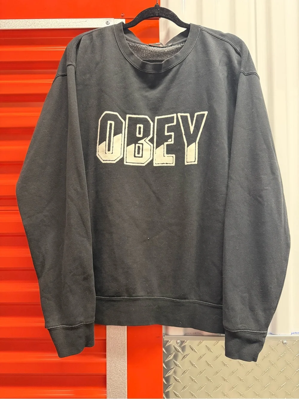 Obey Black Crewneck with White Block Logo
